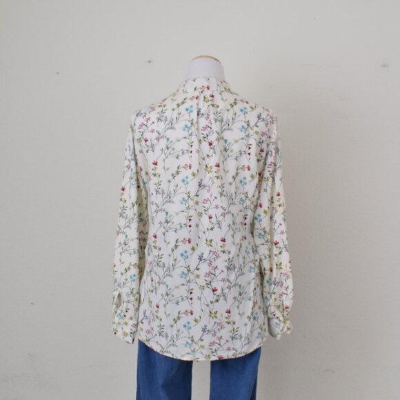 Just Living Rayon Floral Botanical Print Long Sleeves Blouse | size‎ S - Picture 3 of 9